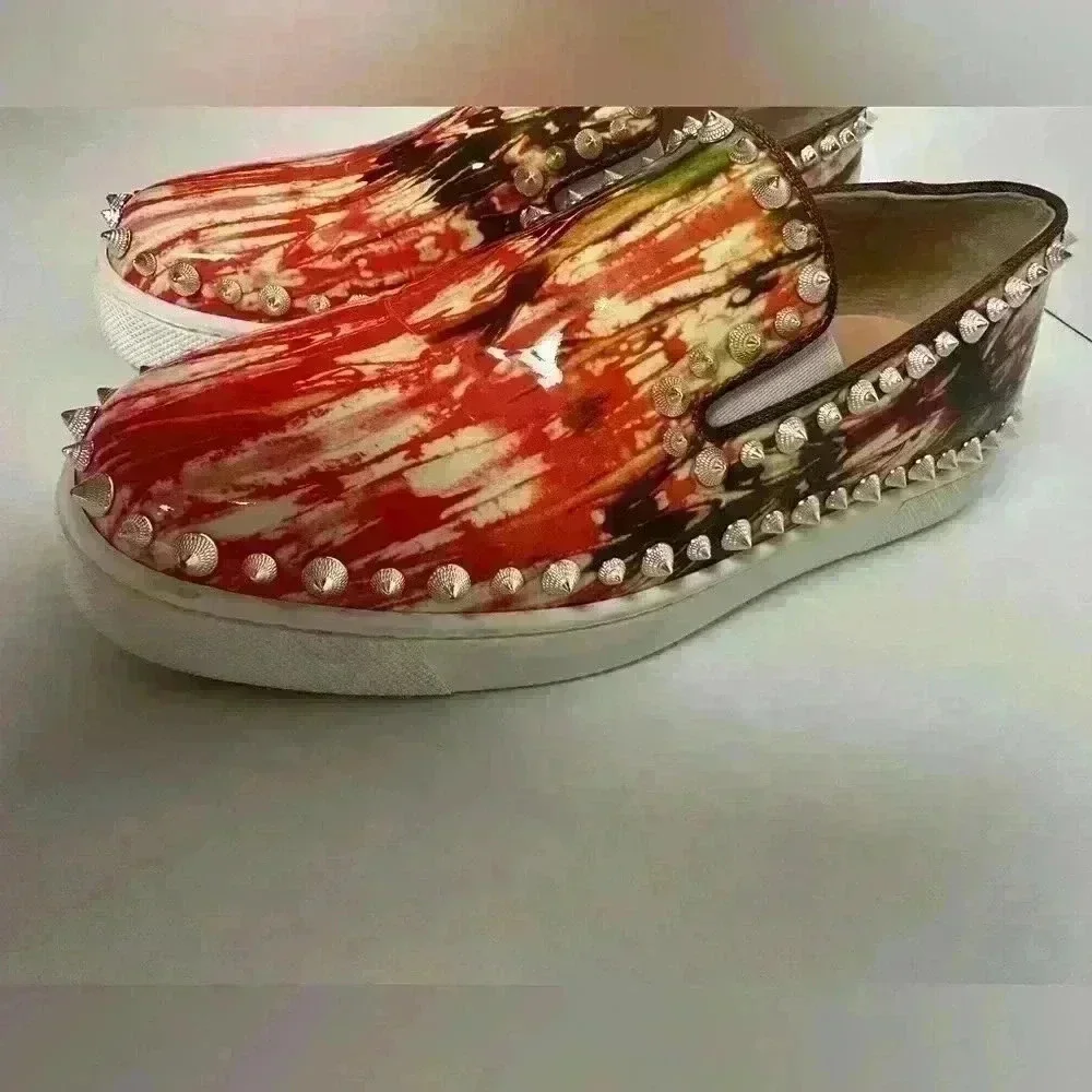 Authentic Christian Louboutin PIK Boat Flat Bazin Sneaker Spike 36.5 (US6.5)